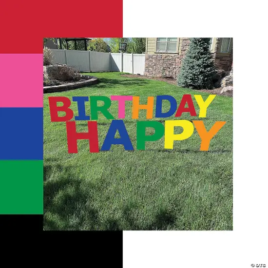 20" x 20" Happy Birthday Yard Signs 13 Pc Black {3}