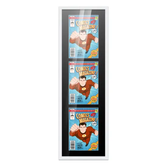 Comic Book Display Frame for Silver Age Comics Published Between 1956 and 1970 - White Wood Comic Frame With Black Mat for 7.125x10.5 Comic, 18 Frame Sizes {1}