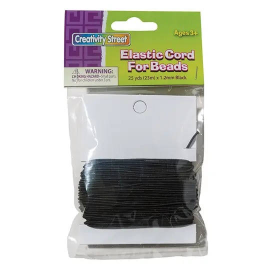 Elastic Cord, Black, 1.2 mm x 25 Yards, 25 Yards {1}
