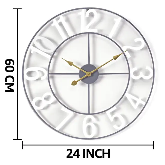 Sorbus Large Wall Clock - 24-inch Decorative Numeral Wall Clock - Battery Operated Analog - Living Room and Kitchen D&eacute;cor White {3}