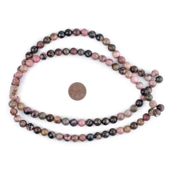 The Bead Chest Round Rhodonite Beads (8mm): Organic Gemstone Round Spherical Energy Stone Healing Power Crystal for Jewelry Bracelet Mala Necklace Making {2}