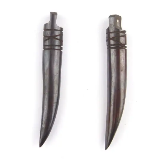 The Bead Chest Dark Brown Kenya Bone Tooth Pendant (Set of 2) {1}