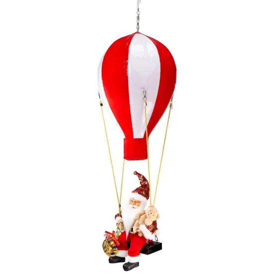 Northlight Lighted and Musical Santa Claus Hot Air Balloon Christmas Decoration - 43.5" Multi {6}