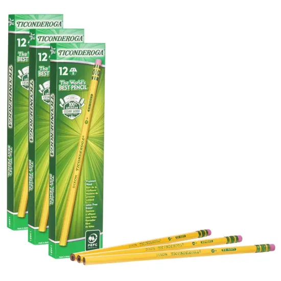 Original Ticonderoga&reg; Pencils, No. 1 Extra Soft Yellow, Unsharpened, 12 Per Box, 3 Boxes {1}