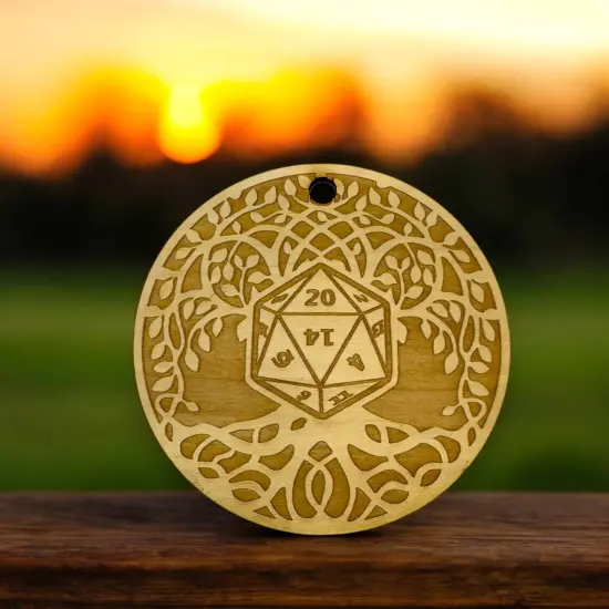 D20 Celtic Tree of Life Ornament - Raw Wood {3}