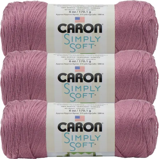 Caron Simply Soft Plum Wine Yarn - 3 Pack of 170g/6oz - Acrylic - 4 Medium (Worsted) - 315 Yards - Knitting/Crochet {1}