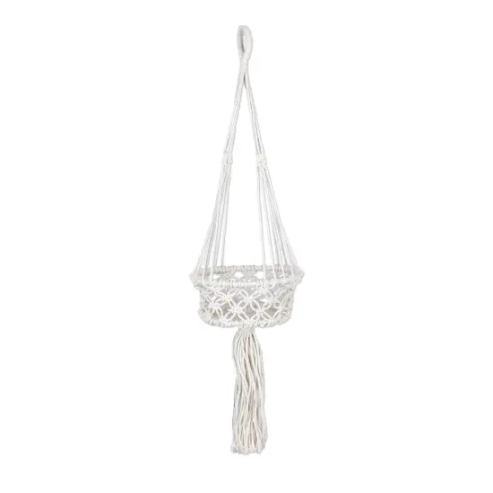 Northlight 43" White Lattice Macrame Hanging Planter Holder {1}