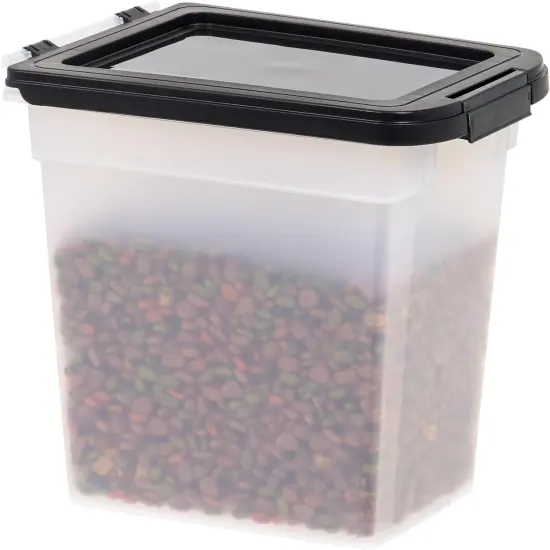 IRIS USA 10 Lbs / 12.75 Qt Airtight Dog Food Storage Container, Clear/Black {7}