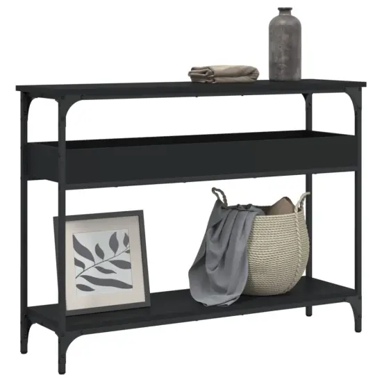vidaXL Console Table with Shelf Black 39.4"x11.4"x29.5" Engineered Wood {1}