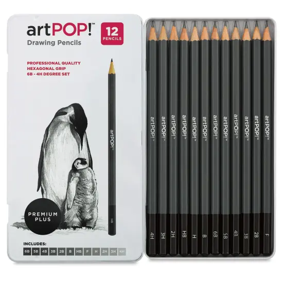 artPOP! Professional Drawing Pencil Set of 12, 6B &ndash; 4H Graphite Art Pencils with Hexagonal Grip, Ideal for Sketching, Art Drawings, and Shading, Includes Metal Tin {2}