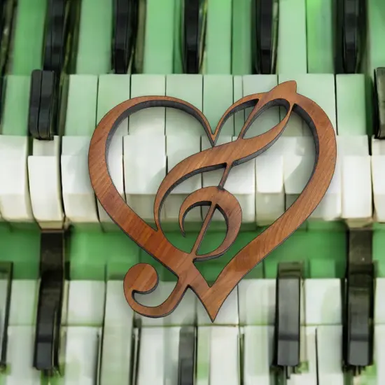 Heart and Treble Clef note - Cedar Ornament {2}