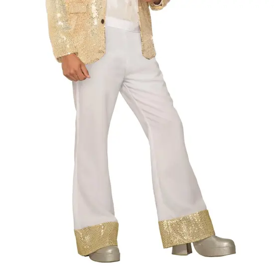 Men's Costume Disco Pants, White {3}