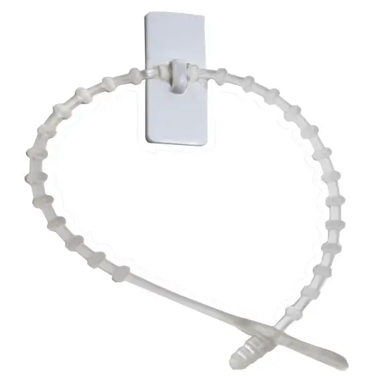 Simple Living Set of 12 Sticky Reusable Ties with Clip Hooks 2" White {4}