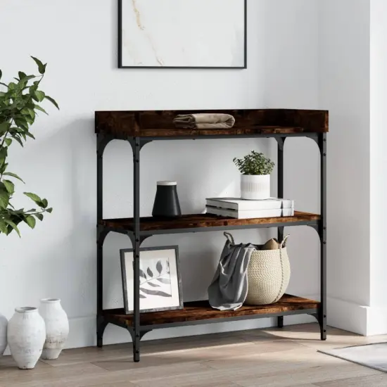 vidaXL Console Table with Shelves Smoked Oak 29.5"x11.8"x31.5" {1}
