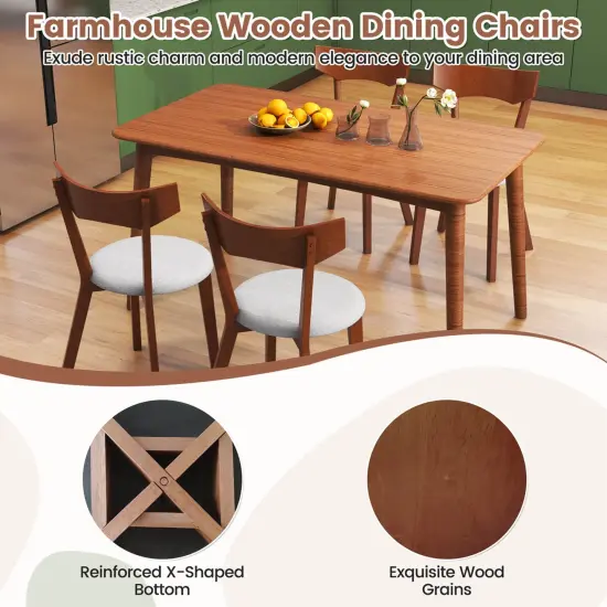 Costway Wooden Armless Dining Chair Set of 2/4 with Rubber Wood Legs Padded Seat Cushion {6}