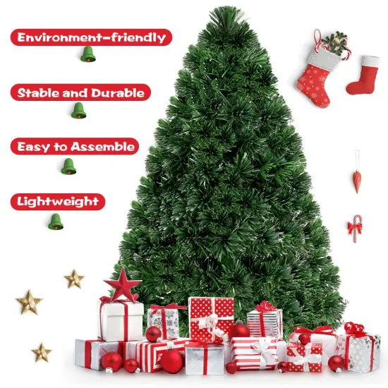 Costway 3/4/5/6 Ft Pre-Lit Fiber Optic PVC Christmas Tree Plastic {4}