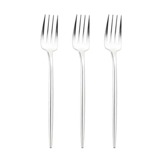Shiny Silver Moderno Disposable Plastic Dessert Forks (300 Forks) {2}