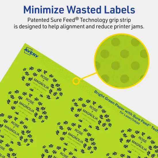 Avery Bright Green Paper Labels, 1" x 2" Oval {4}