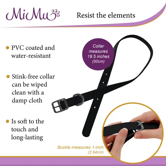 MiMu Medium Silicone Dog Collar - Black 19.5in Stylish Dog Collar with Prong Buckle {4}