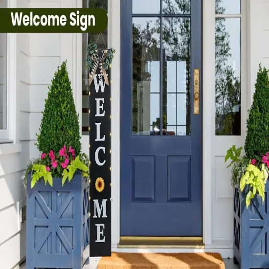 Welcome Sign for Front Porch (Black) {2}