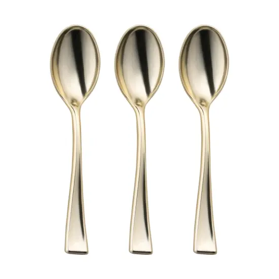 Shiny Metallic Gold Mini Plastic Disposable Tasting Spoons (600 Spoons) {2}