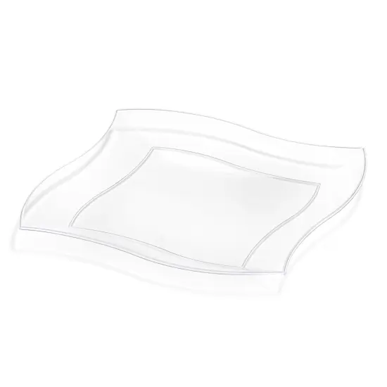 Clear Wave Plastic Dinner Plates - 10" (120 Plates) {1}