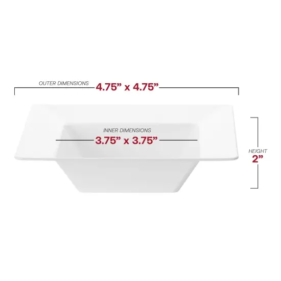 White Square Plastic Dessert Bowls - 5 oz. (120 Bowls) {3}