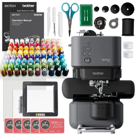 Brother Skitch PP1 4" x 4" Embroidery Machine with 80 Spools Thread Bundles {1}