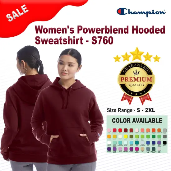 Champion&reg; Women's Powerblend Hooded Sweatshirt Light steel {2}