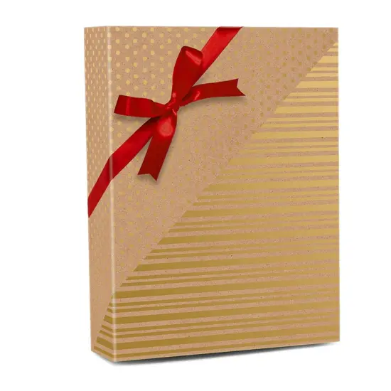 30''x417' Gold Dot & Stripe Reversible Designs for the Ultimate Holiday Look {1}