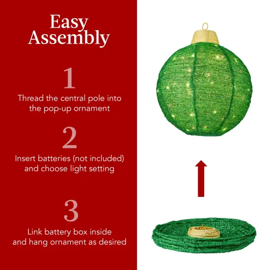 Best Choice Products 3-Piece Hanging Pop-Up Outdoor Christmas Ornaments, LED Lights, 8 Light Functions Green {5}