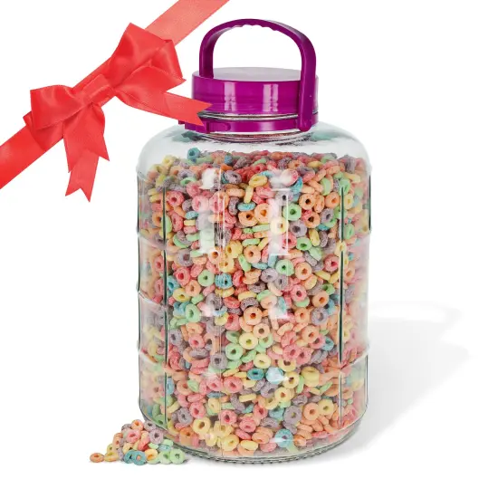 7Penn Large Glass Jars with Lids Wide Mouth - Plastic Airtight Lid with Handle {1}