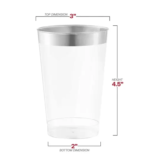 Clear with Metallic Silver Rim Round Tumblers - 12 oz. (240 Cups) {3}