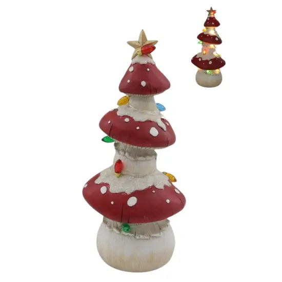 10.4" Mushroom Christmas Tree with LED Lights &ndash; Whimsical Holiday Decor {1}