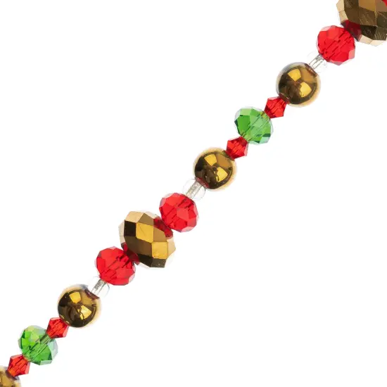 Crystal Lane DIY 7" Designer Holiday Red & Green Glass Bead Mix Strand Rondel / Green & Red {1}