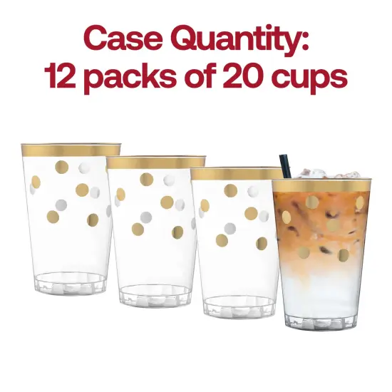 Clear with Gold Dots Round Disposable Plastic Tumblers - 12 oz. (240 Cups) {5}