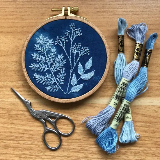 Cyanotype Botanicals - Botanical Embroidery Kit for Beginners {4}