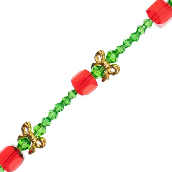 Crystal Lane DIY 7" Designer Holiday Glass Bead Mix Strand Red Present Stack {1}