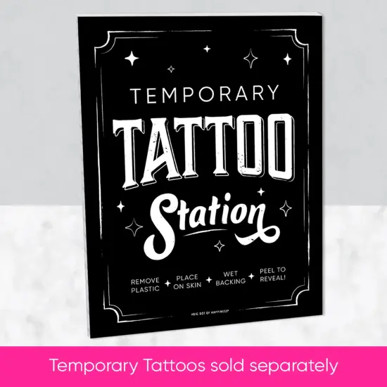 Big Dot of Happiness Temporary Tattoo Station Sign - Printed on Sturdy Plastic Material - 10.5 x 13.75 inches - Sign with Stand - 1 Piece {3}
