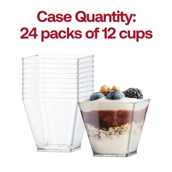 Clear Square Disposable Plastic Mini Cups with Lids - 3.5 oz. (288 Cups) {5}