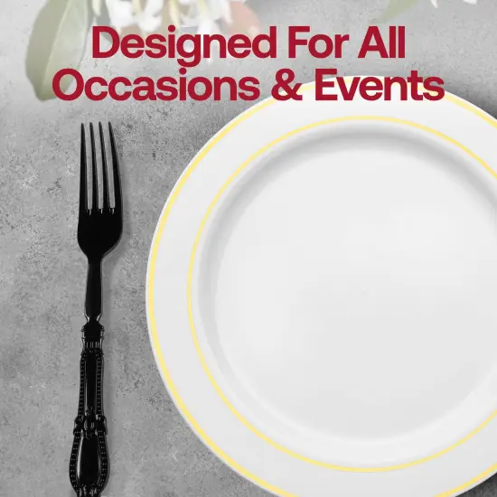 Black Baroque Disposable Plastic Dinner Forks (480 Forks) {6}