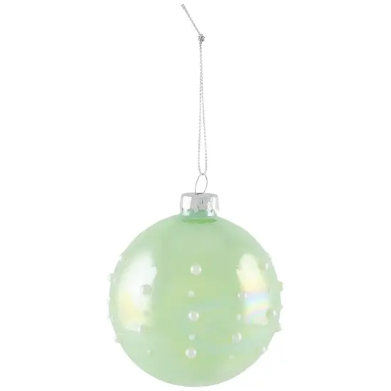 Northlight Shiny Glass Ball Christmas Ornaments with Pearl Drops - 3" (80mm) - Blue and Green- 4ct {6}