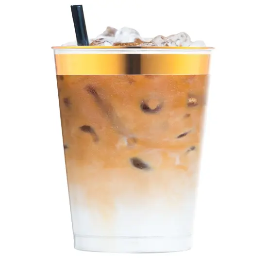 Clear with Metallic Gold Rim Round Tumblers - 10 oz. (336 Cups) {2}