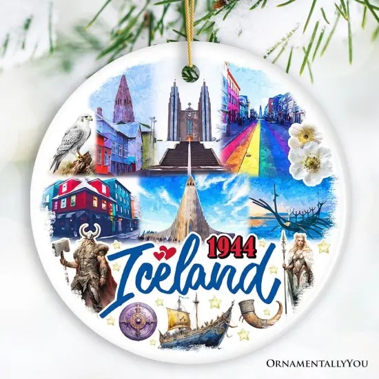 Artistically Majestic Iceland Landmarks Ornament, Cultural Norse and Viking Christmas Gift and Reykjavik Souvenir {4}