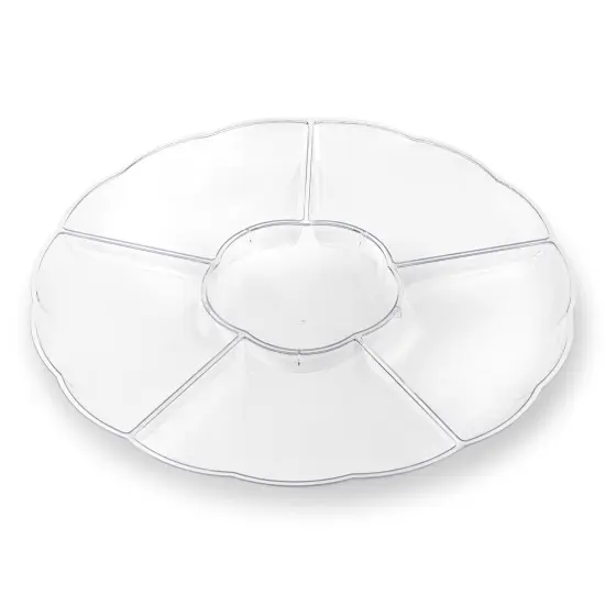 Clear Big 6-Partition Round Disposable Plastic Trays (24 Trays) {1}