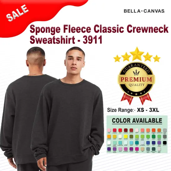 BELLA + CANVAS&reg; Sponge Fleece Classic Crewneck Sweatshirt {2}