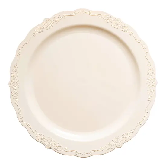 Ivory Vintage Round Disposable Plastic Appetizer/Salad Plates - 7.5" (120 Plates) {2}