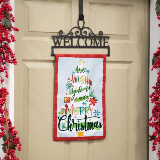 We Wish You A Merry Christmas Garden Flag 2 Sided Applique {2}
