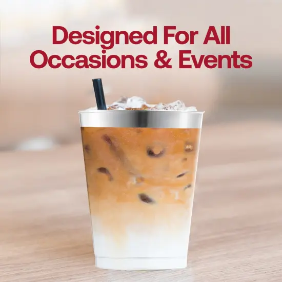 Clear with Metallic Silver Rim Round Tumblers - 10 oz. (336 Cups) {6}