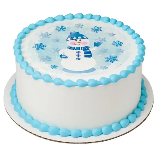 Friendly Snowman Edible Cake Topper Image {1}
